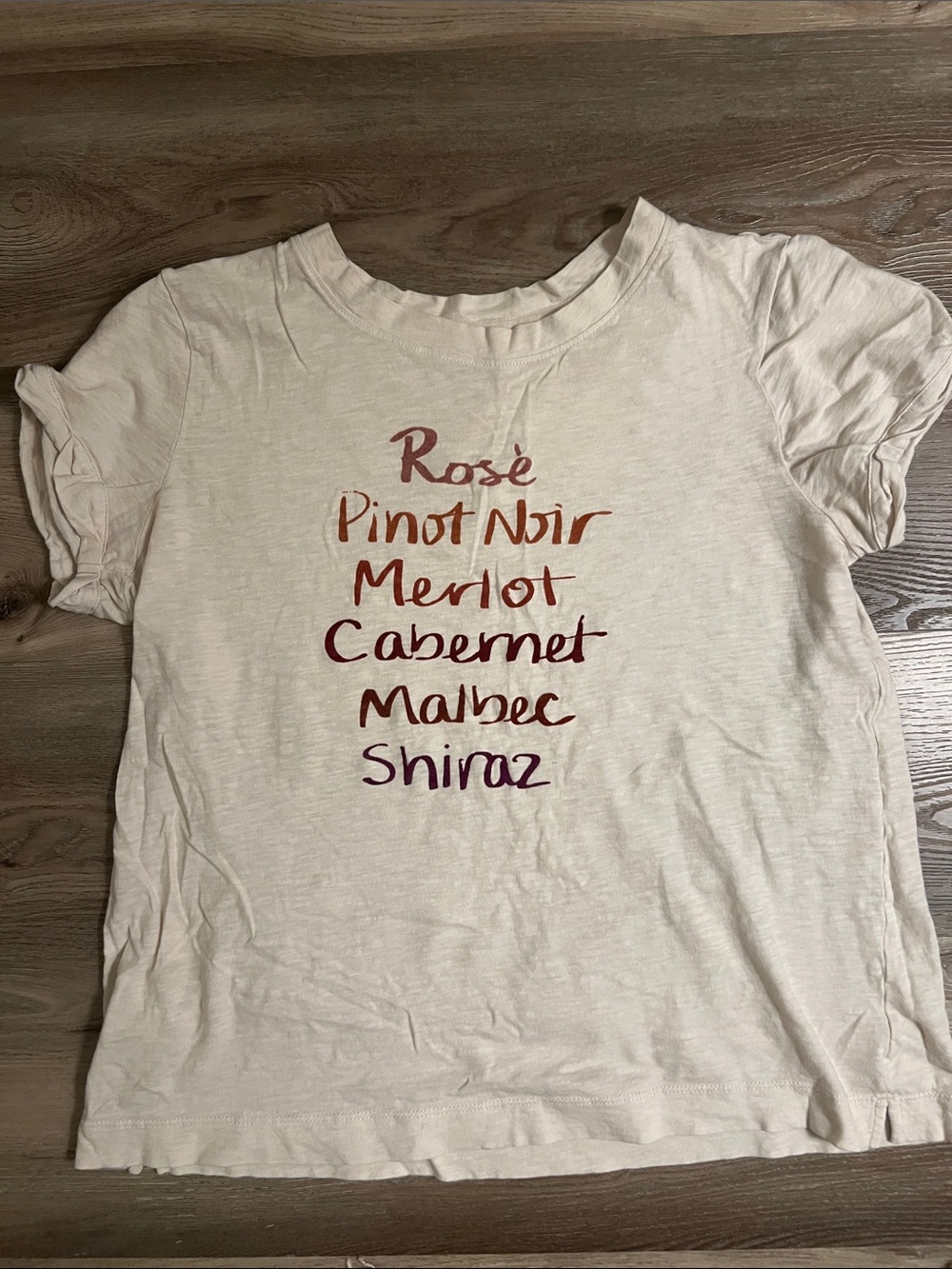 LOFT Cream Short Sleeve Wine List Graphic Tee